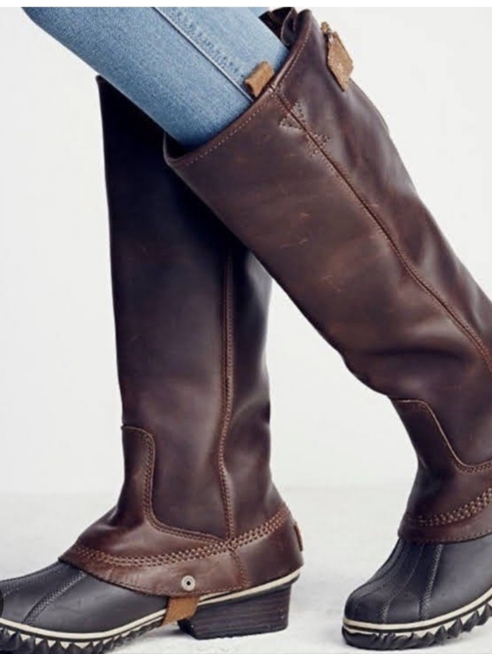 SOREL Women’s Tall Brown Leather Duck Boots